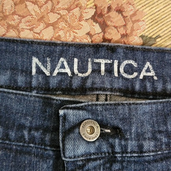 Nautica Jeans Mens 38x30* Blue Dark Wash Relaxed Straight Fit Distressed - Picture 12 of 16